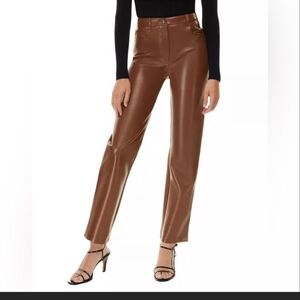 Wilfred Brown Straight Leg Leather Pants